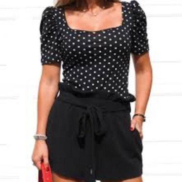 H&M Polka Dot Puff Sleeve Top Size M - Picture 4 of 15